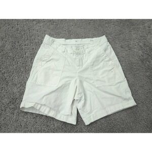 GAP Women's Size 6 Off-White Chino Bermuda Shorts Button Fly Pockets Cotton